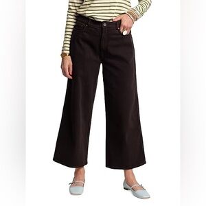 Frances Valentine sz 8 Sally Sailor Cropped Black Denim Jeans high-rise wide-leg